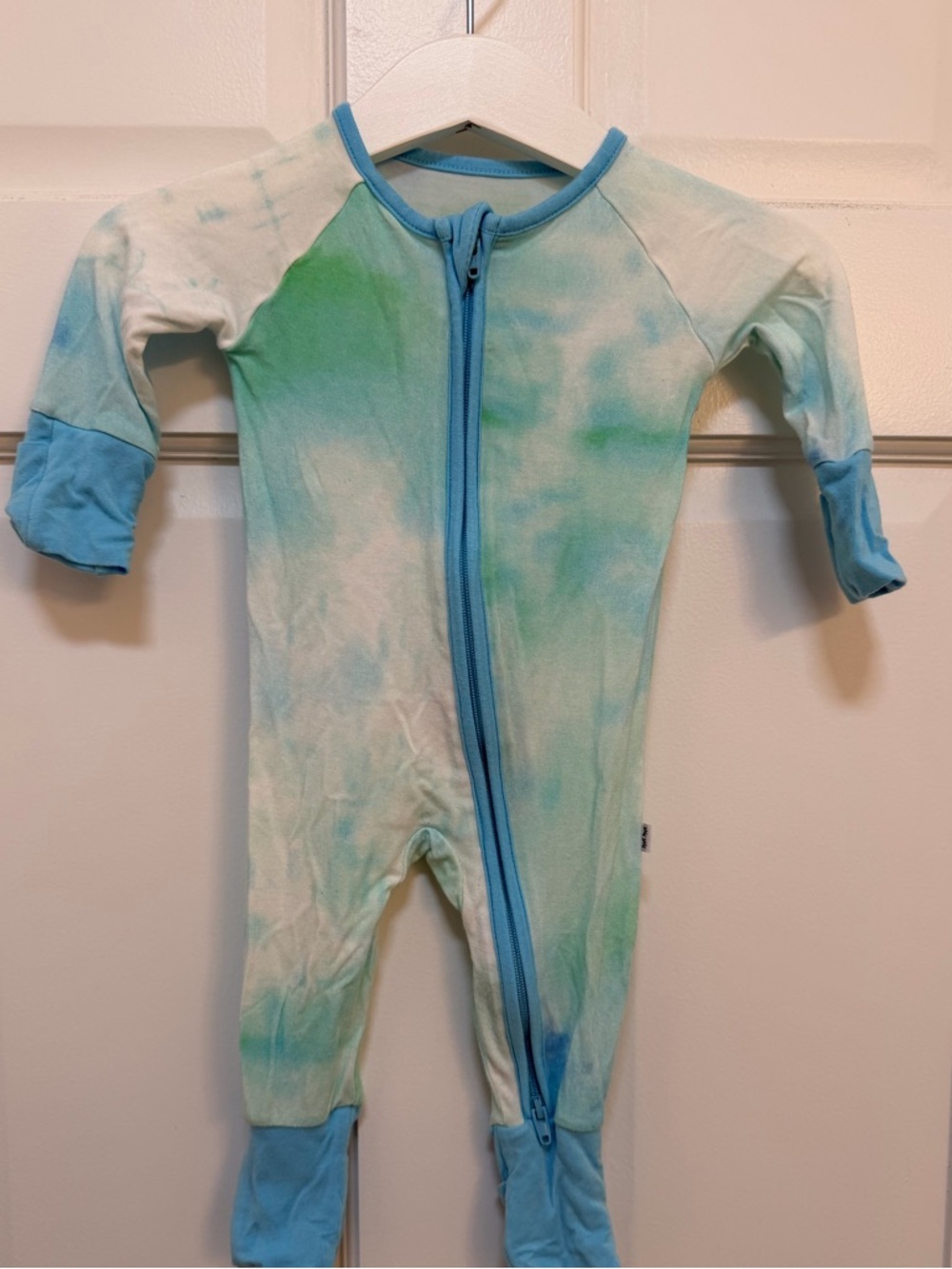 Little Sleepies Tie-Dye Green & Blue Footed One-Piece